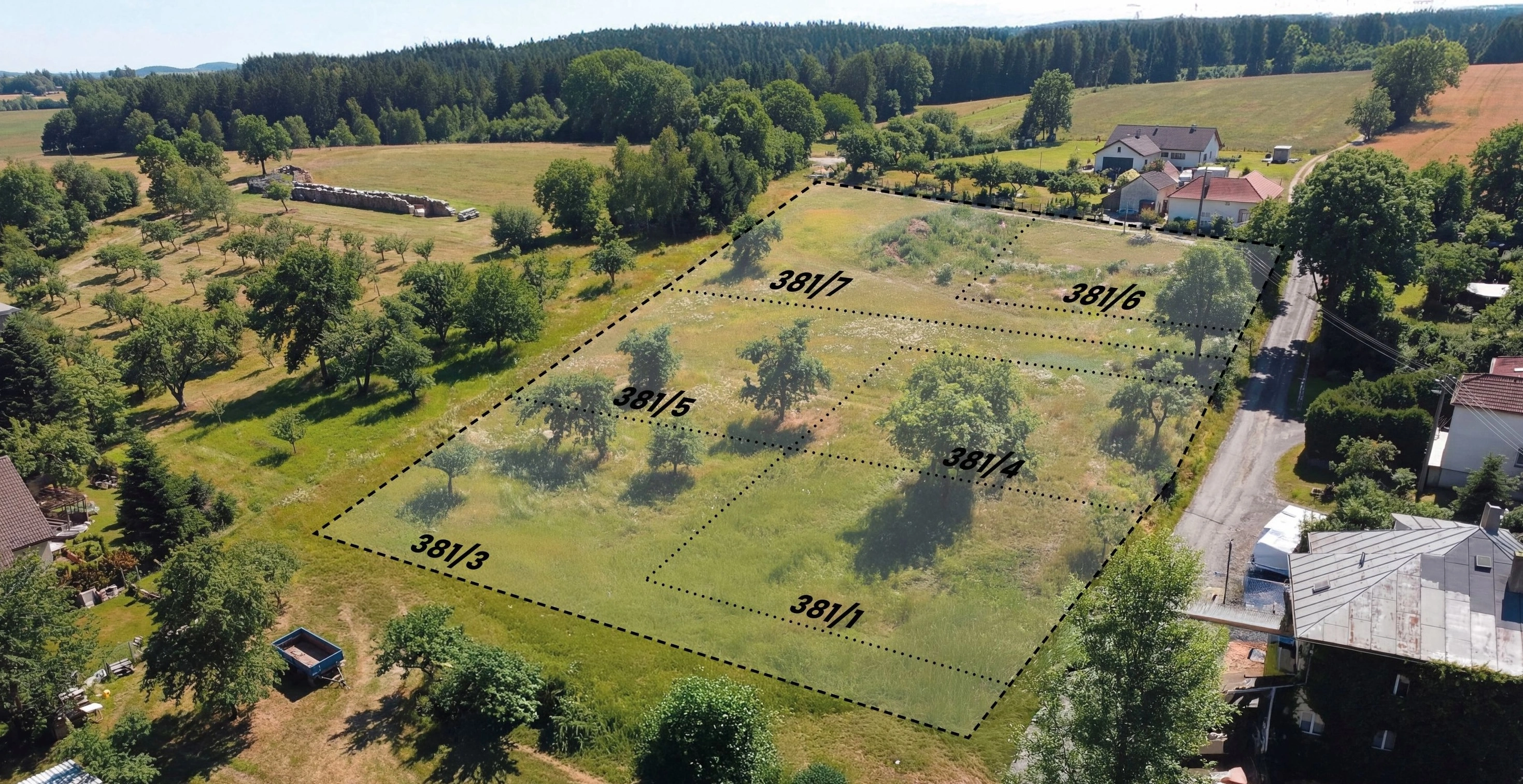 Interaktivní mapa stavebních pozemků v obci Křídla